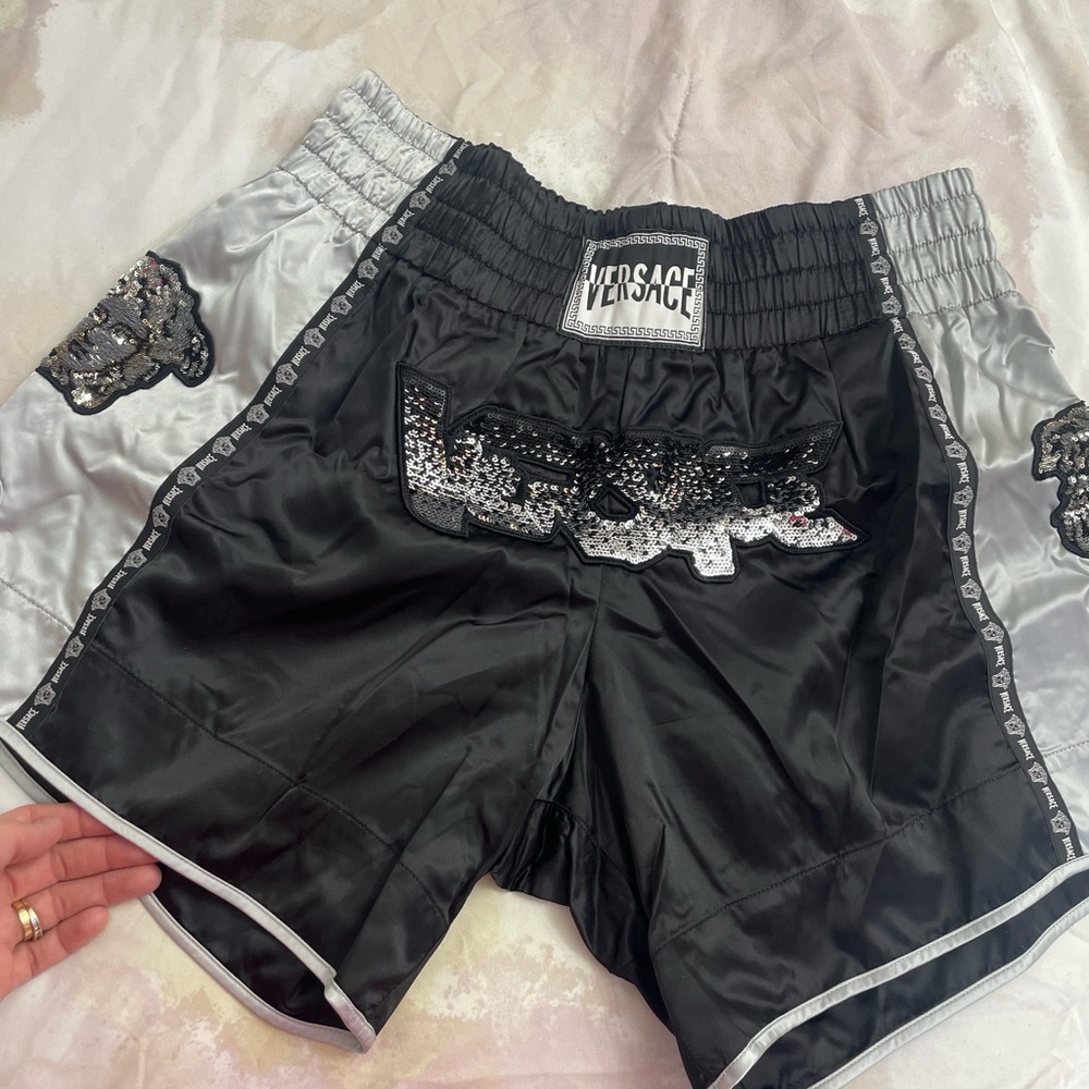 Versace Black and Silver Athletic Shorts